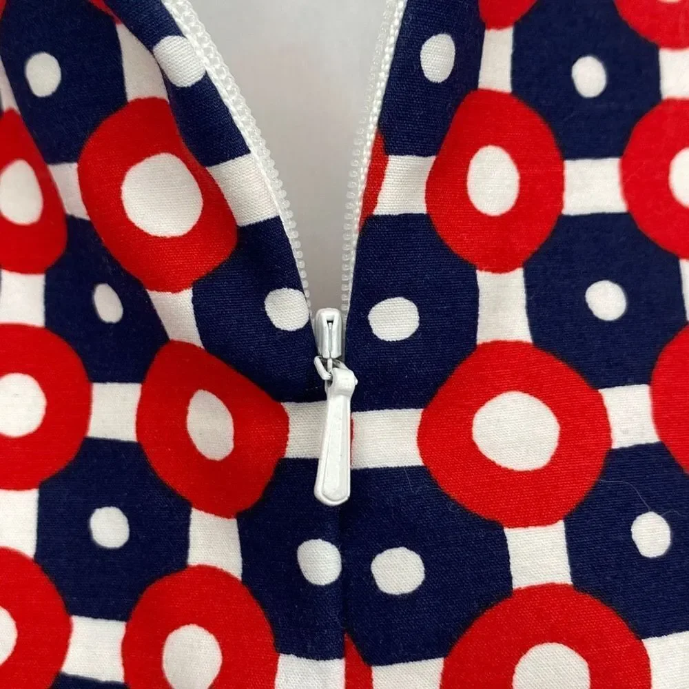 NWOT Boden Richmond MIDI Pencil Skirt Cotton Printed Navy Red White‎ Size 4 Long